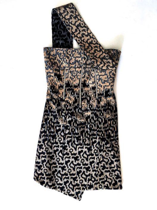 Alvarno Evening Mini Dress Hand Painted Print