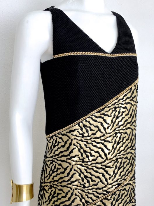 Alvarno Black Gold Evening Mini Dress