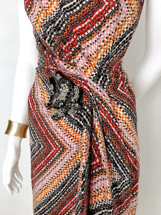 Alvarno Asymmetrical Silk Dress With Crystals Details – Unique Pieces ...