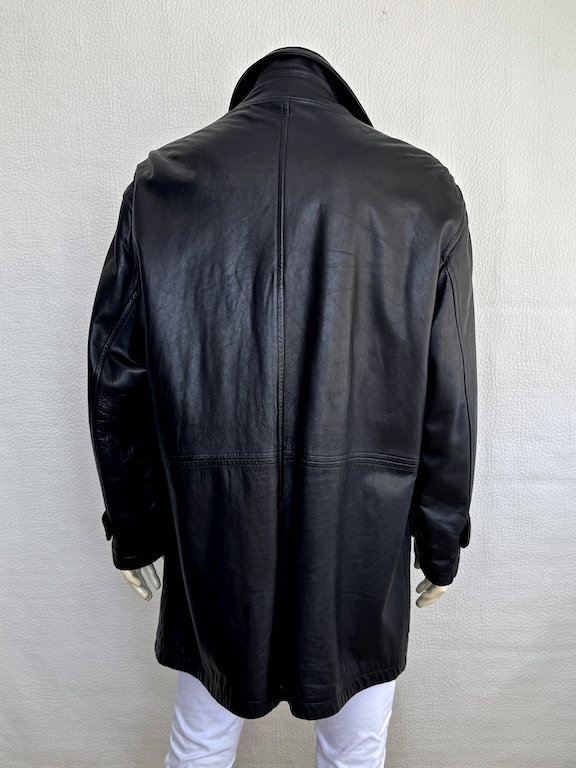 Donna Karan Oversize Black Leather Coat