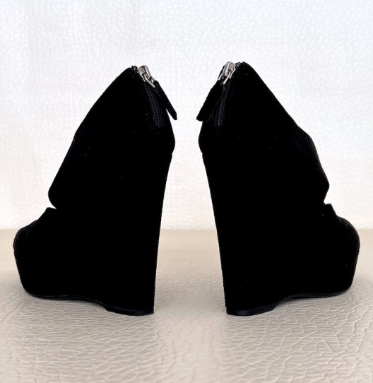 Prada black suede wedges