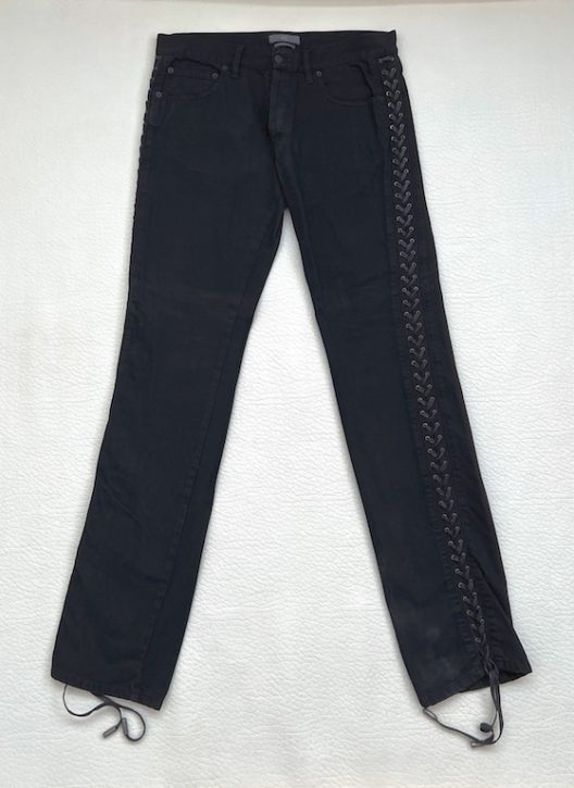 Alexander McQueen black jean with adjustable straps on the sides