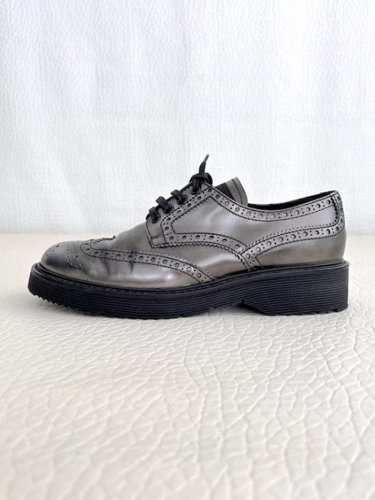 Prada metallic lace-up shoes