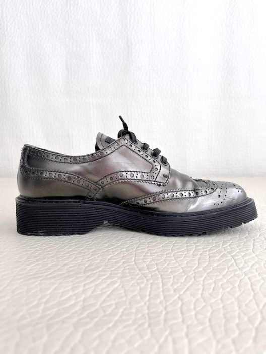 Prada metallic lace-up shoes