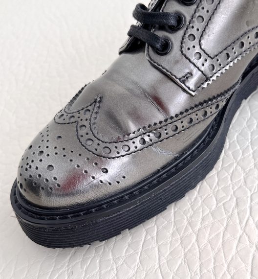 Prada metallic lace-up shoes