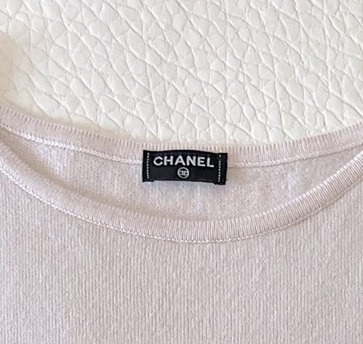 Chanel cashmere knit dress embellished with crochet details