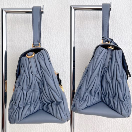 Miu Miu "Matelassé" handbag in light blue leather