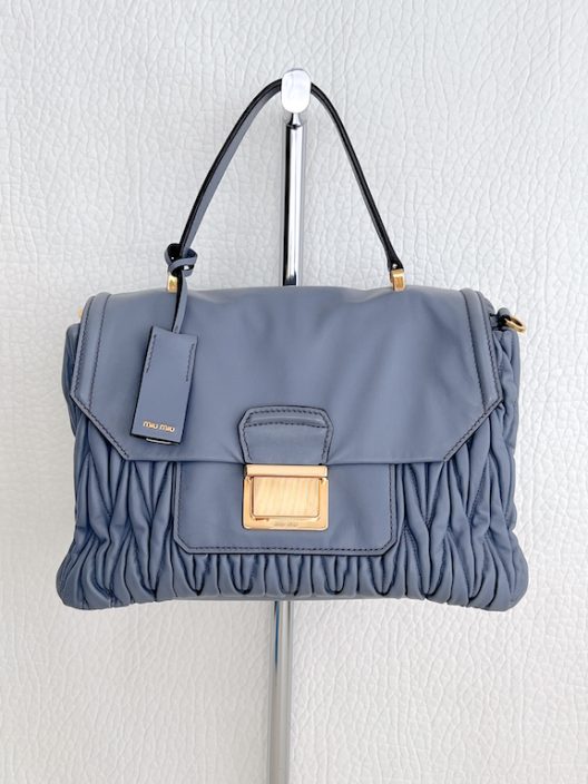 Miu Miu "Matelassé" handbag in light blue leather