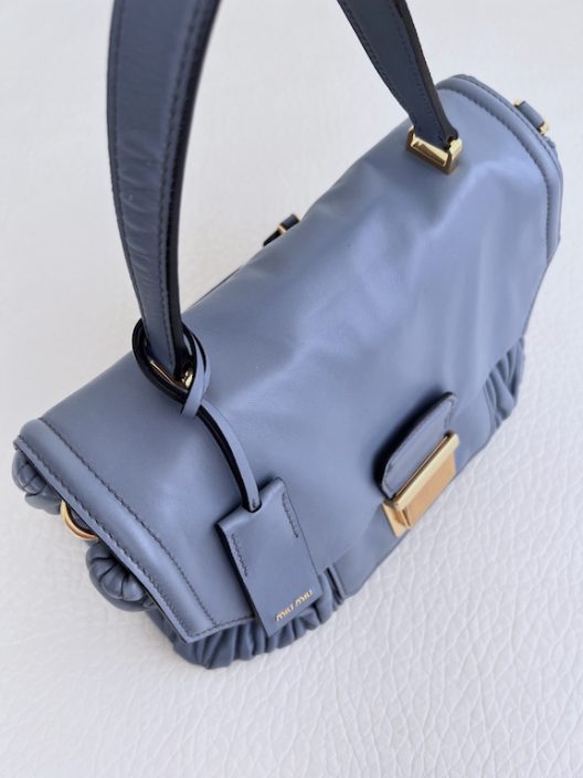 Miu Miu "Matelassé" handbag in light blue leather