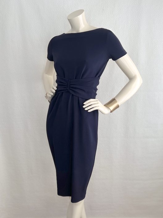 Prada navy dress with draped detail