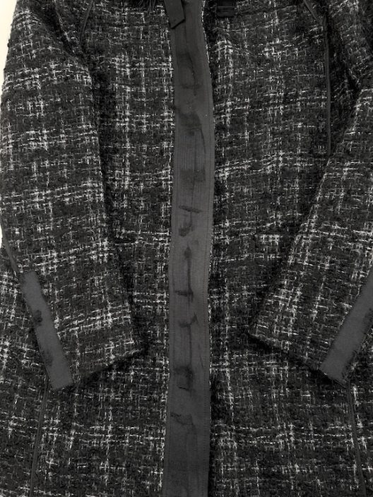 Prada tweed coat with fur collar