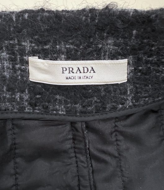 Prada tweed coat with fur collar