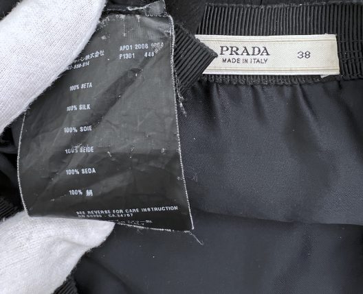 Prada black silk pleated skirt