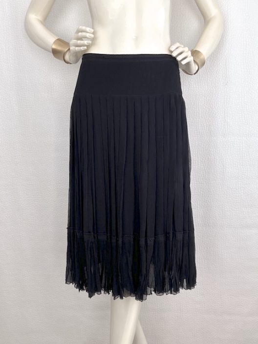 Prada black silk pleated skirt