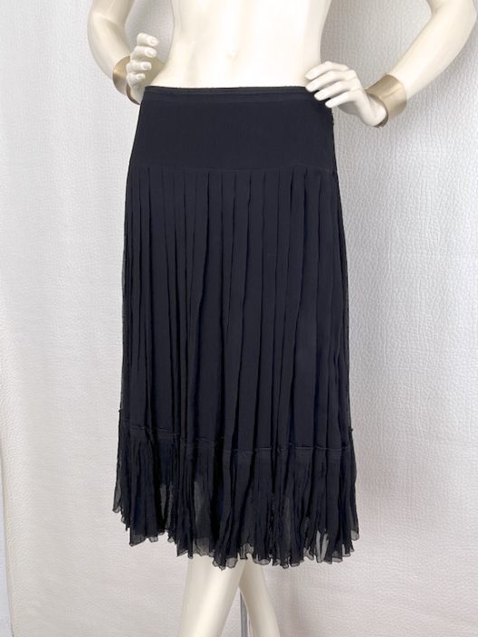 Prada black silk pleated skirt