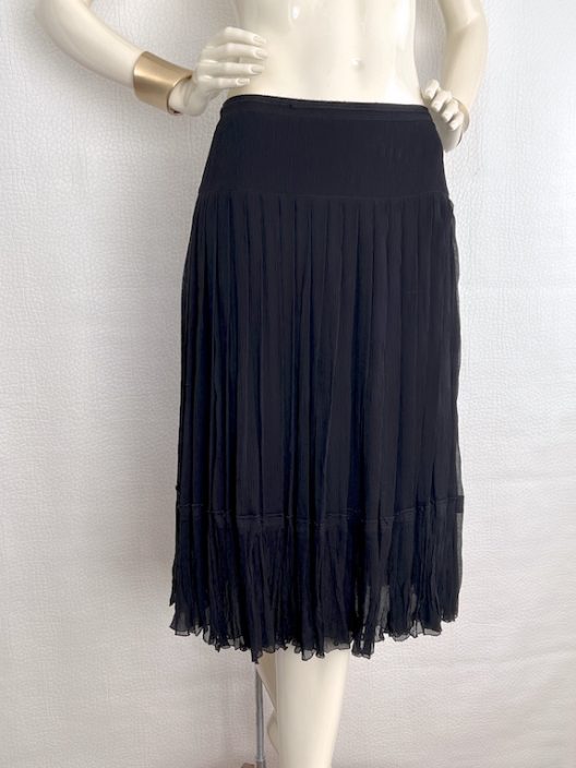 Prada black silk pleated skirt