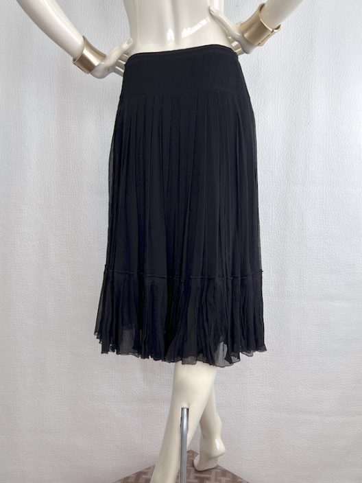 Prada black silk pleated skirt