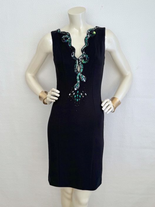 Roberto Cavalli little black dress embellished with rhinestones