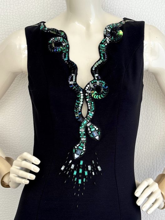 Roberto Cavalli little black dress embellished with rhinestones