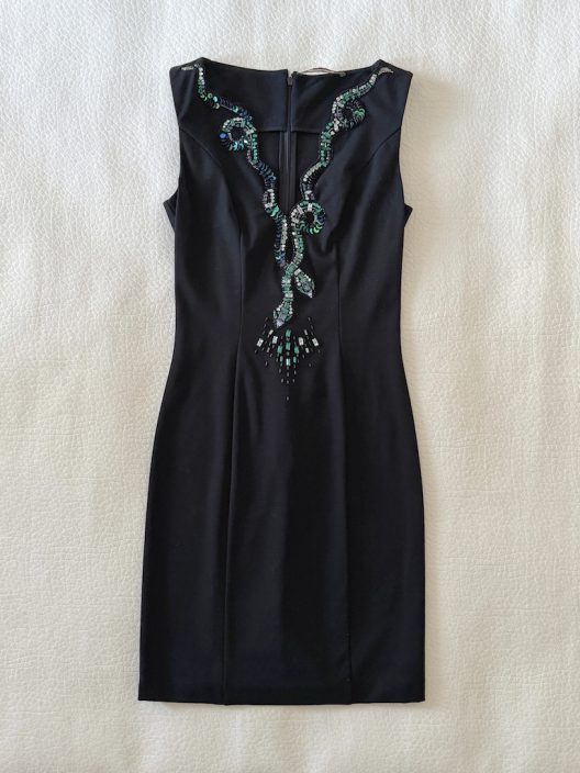 Roberto Cavalli little black dress embellished with rhinestones