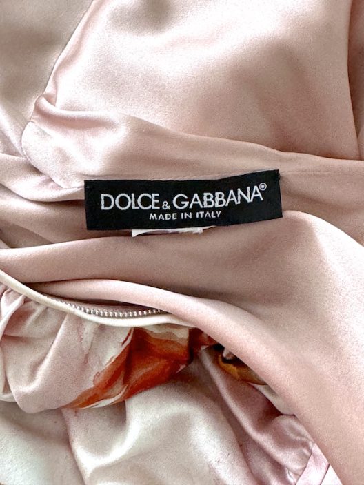 Dolce & Gabbana Angel Print Silk Draped Dress