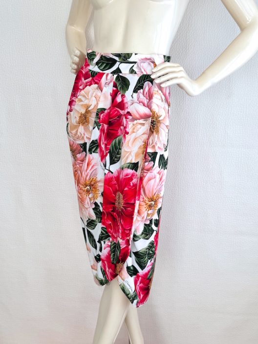 Dolce & Gabbana Long Straight Floral Print Skirt