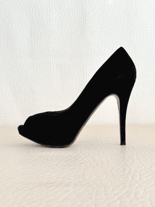 Dolce & Gabbana Black Suede Peep Toe Heels