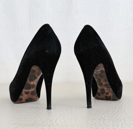 Dolce & Gabbana Black Suede Peep Toe Heels