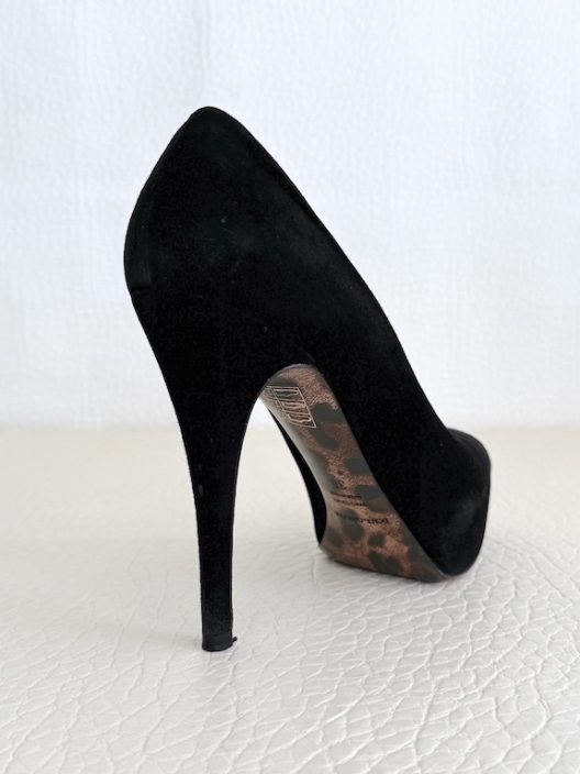 Dolce & Gabbana Black Suede Peep Toe Heels