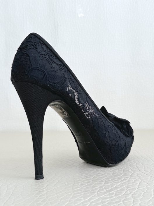 Dolce & Gabbana Black Lace Peep Toe Heels