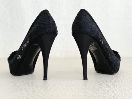 Dolce & Gabbana Black Lace Peep Toe Heels