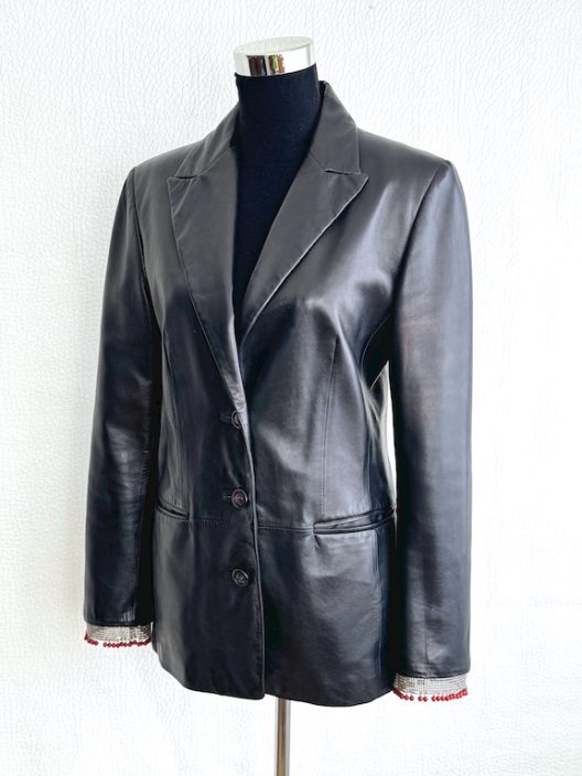 VTG Gianni Versace Black leather Blazer