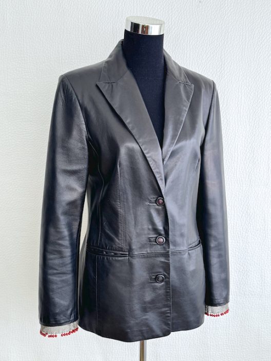 VTG Gianni Versace Black leather Blazer