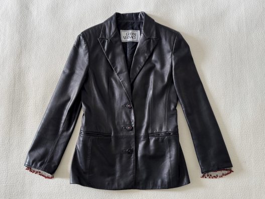 VTG Gianni Versace Black leather Blazer