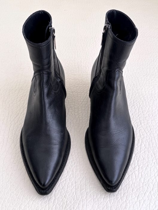 Saint Laurent Black Leather Lukas Boots