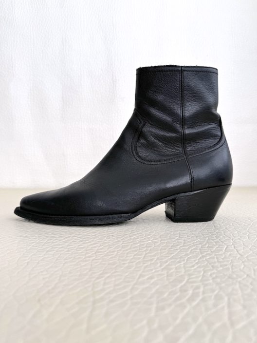 Saint Laurent Black Leather Lukas Boots