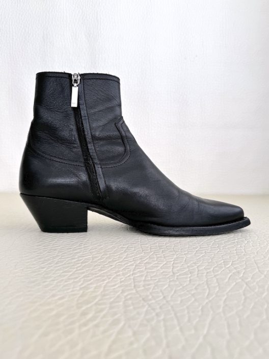 Saint Laurent Black Leather Lukas Boots