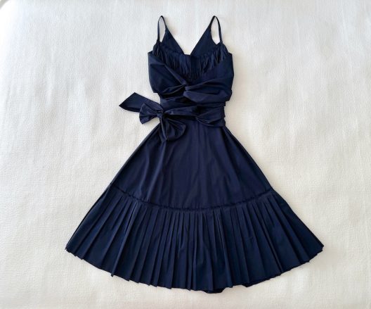 Prada Navy Pleated Strappy Dress