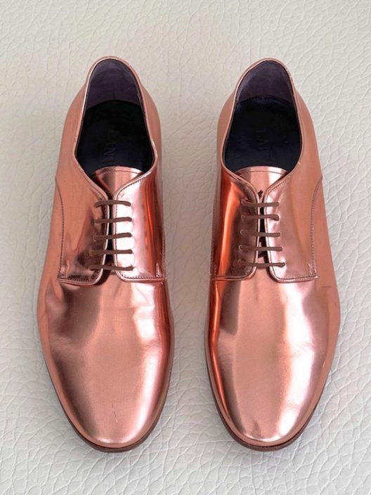 RARE Lanvin Gold leather lace-up shoes