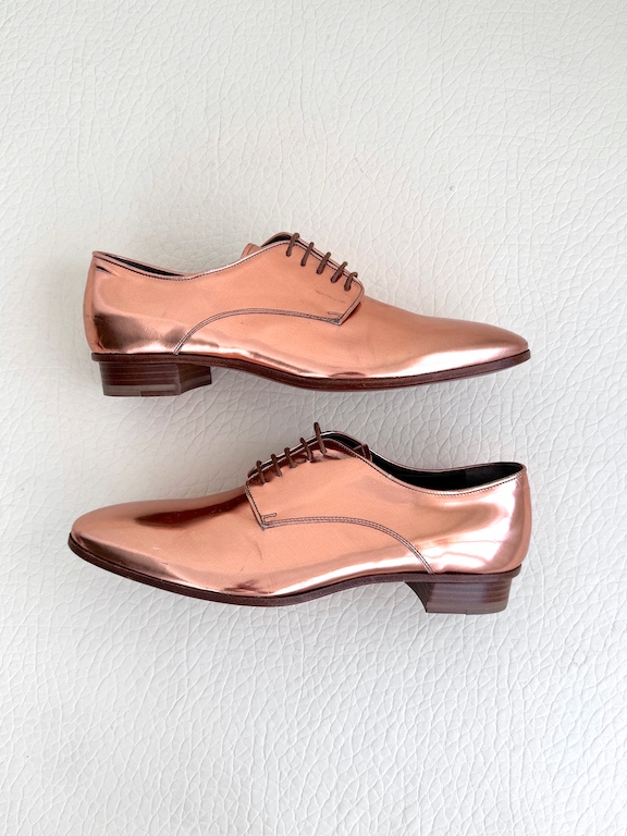 RARE Lanvin Gold leather lace-up shoes