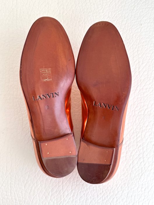 RARE Lanvin Gold leather lace-up shoes