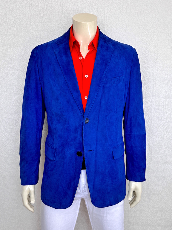 Etro Runway Blue Suede Jacket