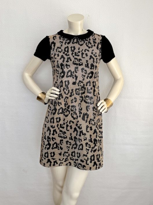 Roberto Cavalli Animal Print Dress, Black-Gold Swarovski Crystals