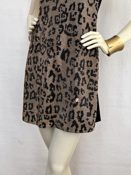 Roberto Cavalli Animal Print Dress, Black-Gold Swarovski Crystals