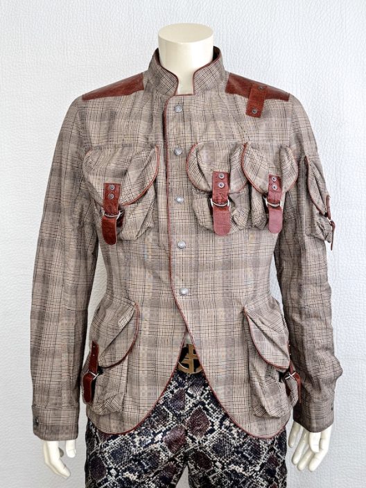 RARE John Galliano Prince of Wales Jacket - Leather details