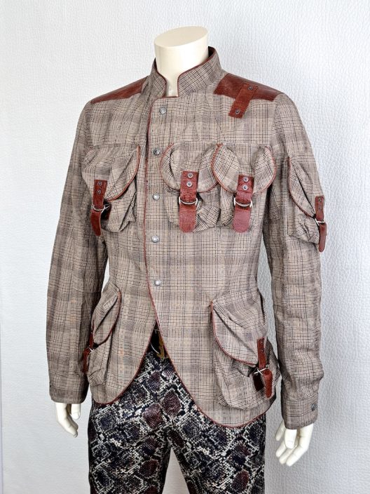 RARE John Galliano Prince of Wales Jacket - Leather details