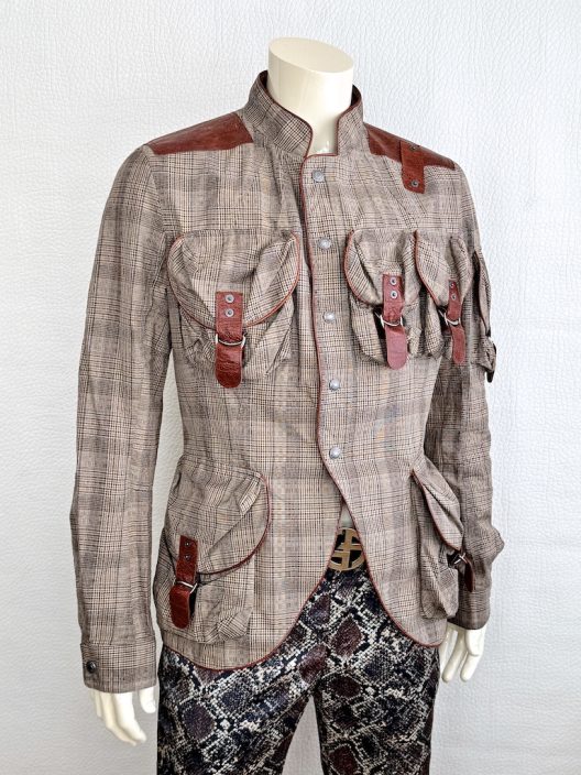 RARE John Galliano Prince of Wales Jacket - Leather details