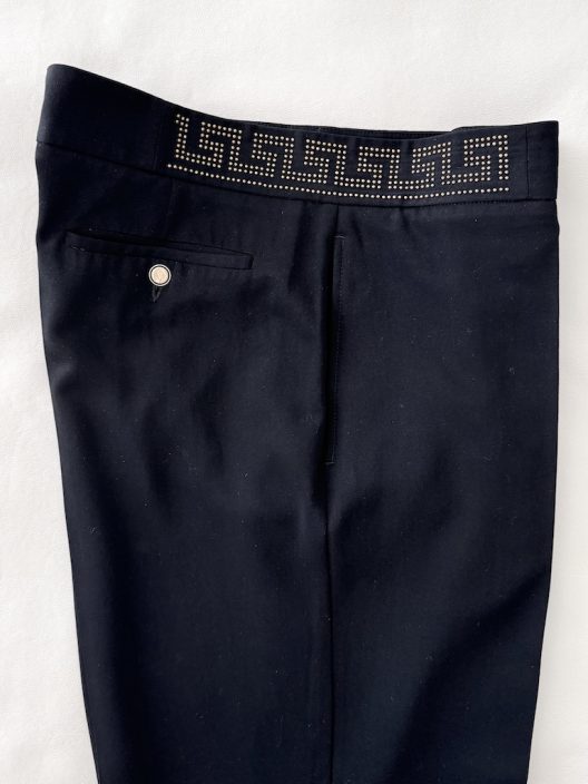 Versace black wool pants-embellished with metallic details