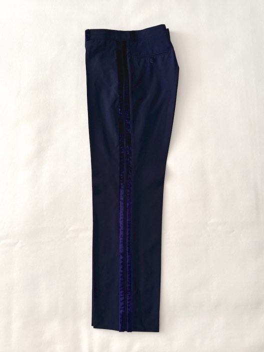 Versace black wool pants-embellished with velvet details