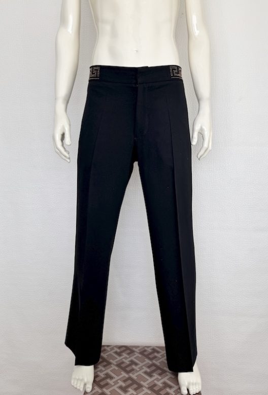 Versace black wool pants-embellished with metallic details